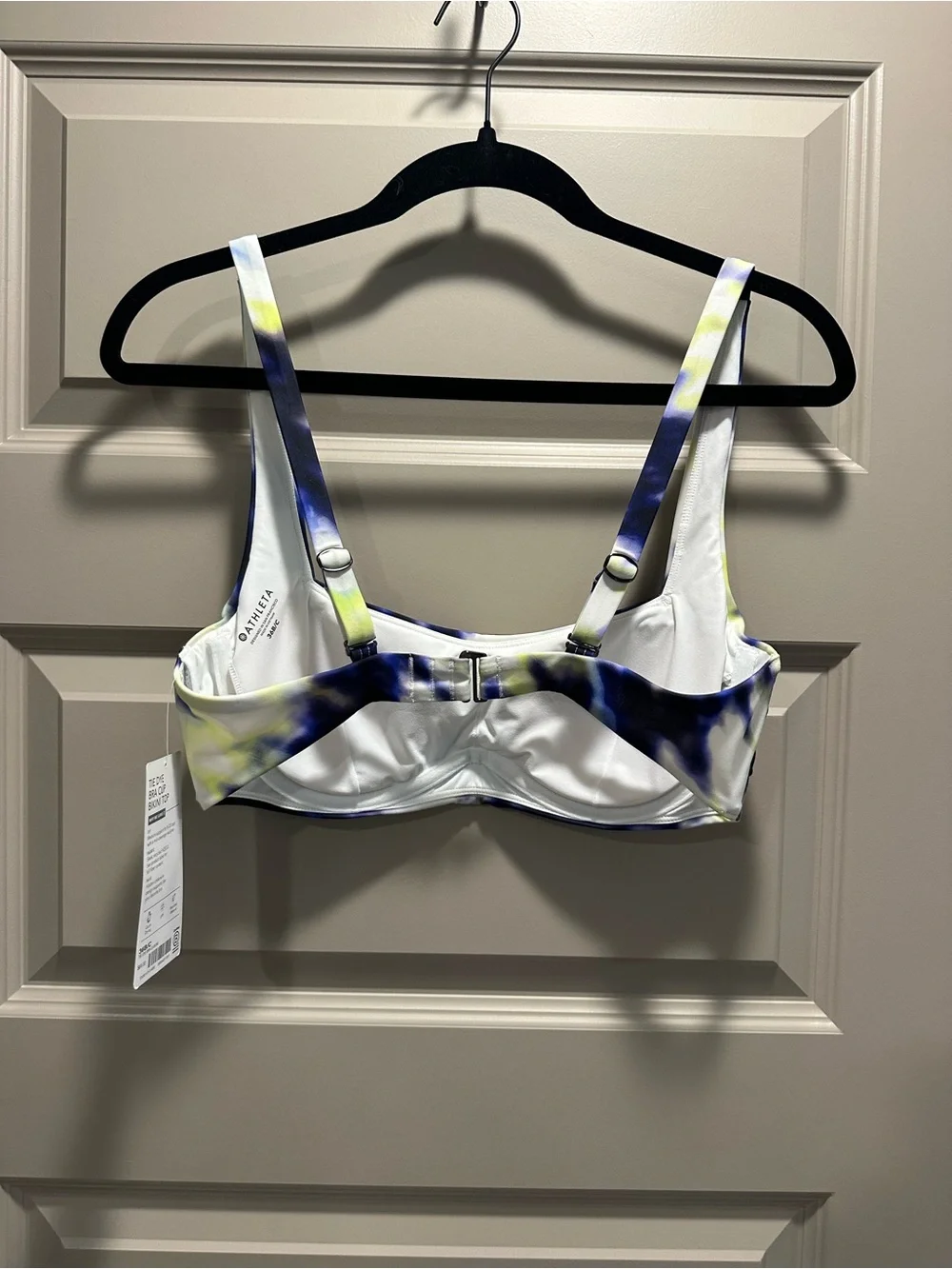 NWT Athleta Tie-Dye Bikini Top in Navy, Yellow & White